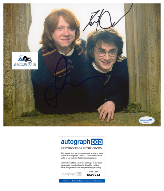 DANIEL RADCLIFFE AND RUPERT GRINT AUTOGRAPH SIGNED 8X10 PHOTO HARRY POTTER ACOA