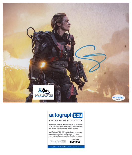 EMILY BLUNT AUTOGRAPH SIGNED 8x10 PHOTO EDGE OF TOMORROW ACOA