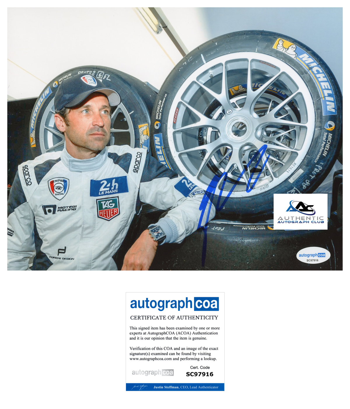 PATRICK DEMPSEY AUTOGRAPH SIGNED 8X10 PHOTO GREYS ANATOMY RACING ACOA