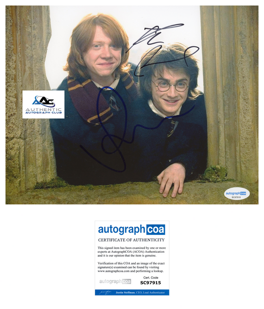 DANIEL RADCLIFFE AND RUPERT GRINT AUTOGRAPH SIGNED 8X10 PHOTO HARRY POTTER ACOA