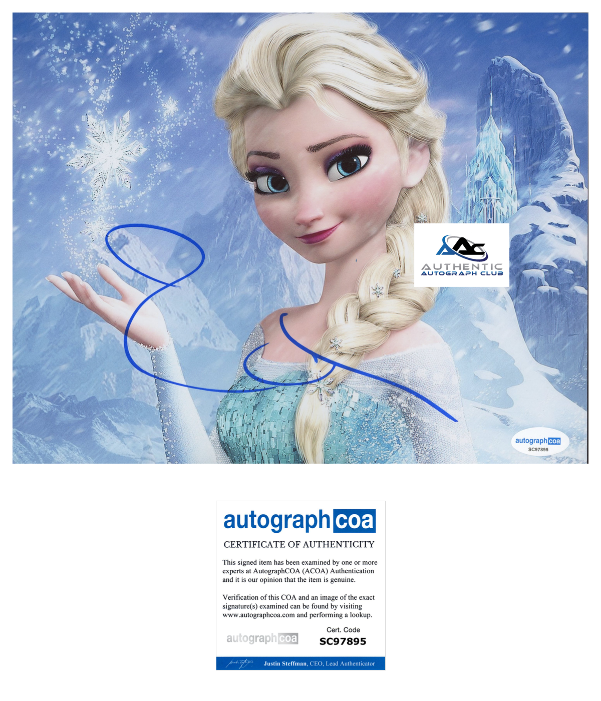 IDINA MENZEL AUTOGRAPH SIGNED 8X10 PHOTO QUEEN ELSA FROZEN 2 ACOA