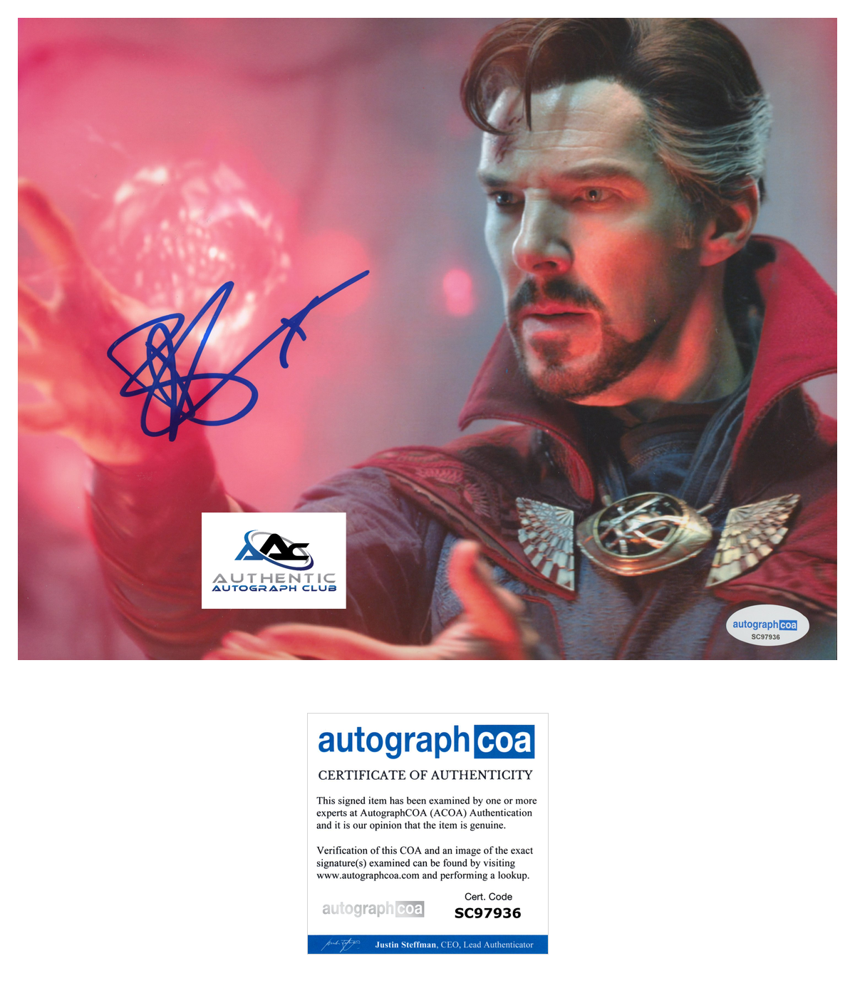 BENEDICT CUMBERBATCH AUTOGRAPH SIGNED 8X10 PHOTO DR DOCTOR STRANGE MARVEL ACOA