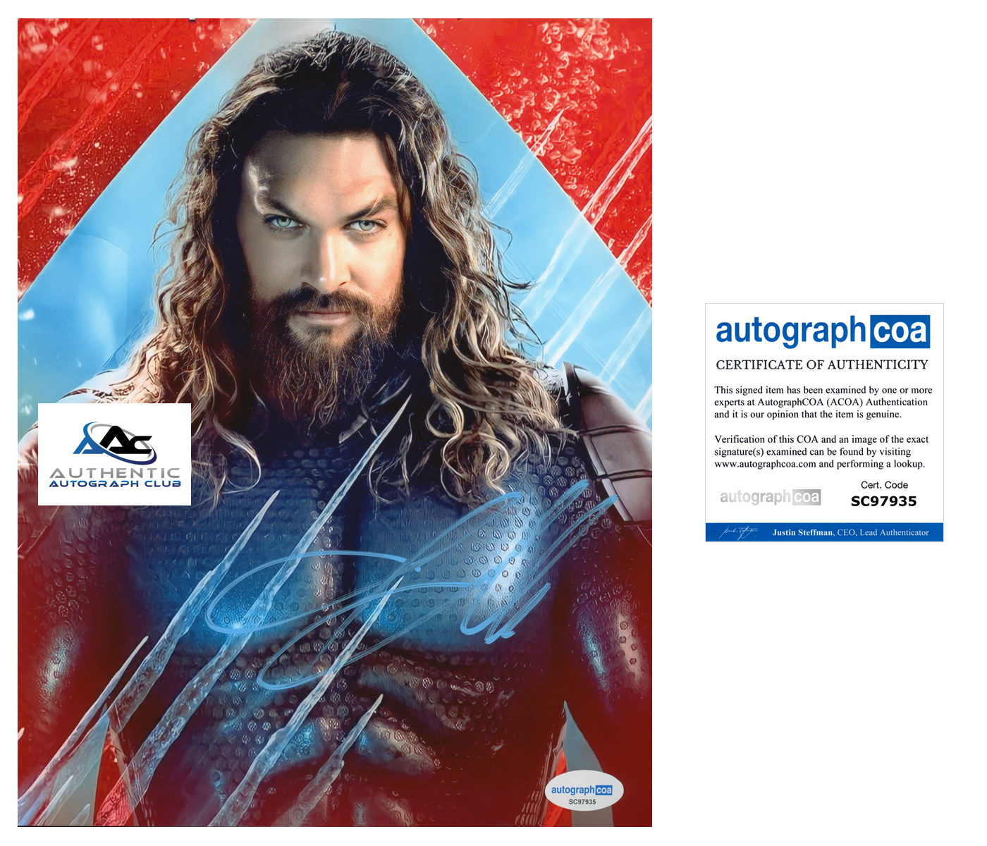 JASON MOMOA AUTOGRAPH SIGNED 8x10 PHOTO AQUAMAN JUSTICE LEAGUE ACOA