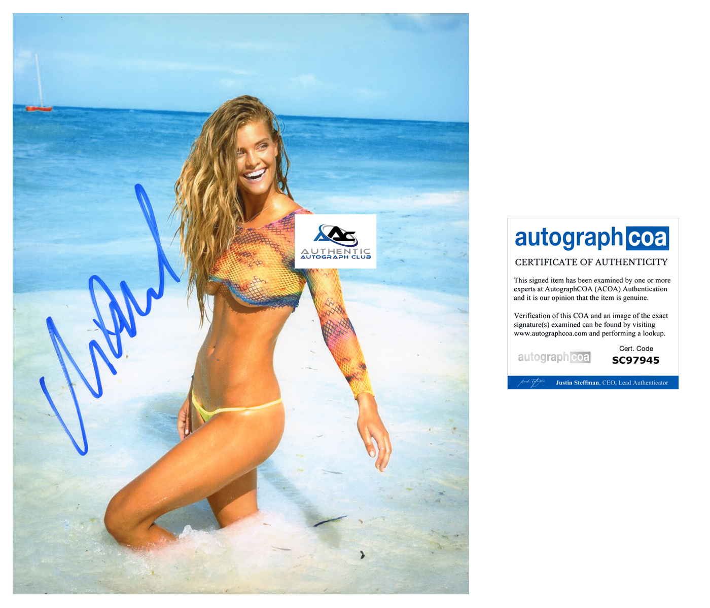 NINA AGDAL AUTOGRAPH SIGNED 8X10 PHOTO SI SPORTS ILLUSTRATED MODEL ACOA