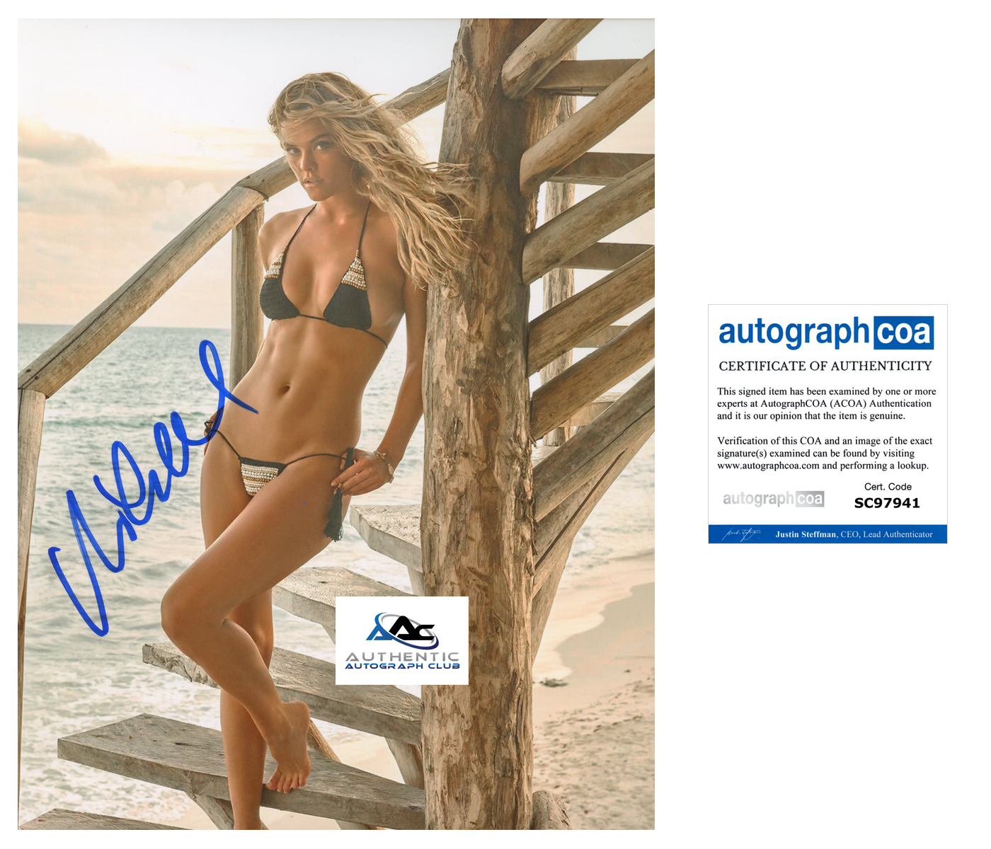 NINA AGDAL AUTOGRAPH SIGNED 8X10 PHOTO SI SPORTS ILLUSTRATED MODEL ACOA