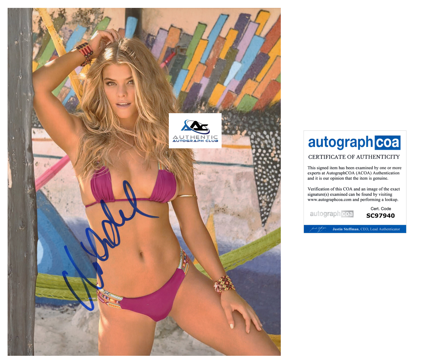 NINA AGDAL AUTOGRAPH SIGNED 8X10 PHOTO SI SPORTS ILLUSTRATED MODEL ACOA