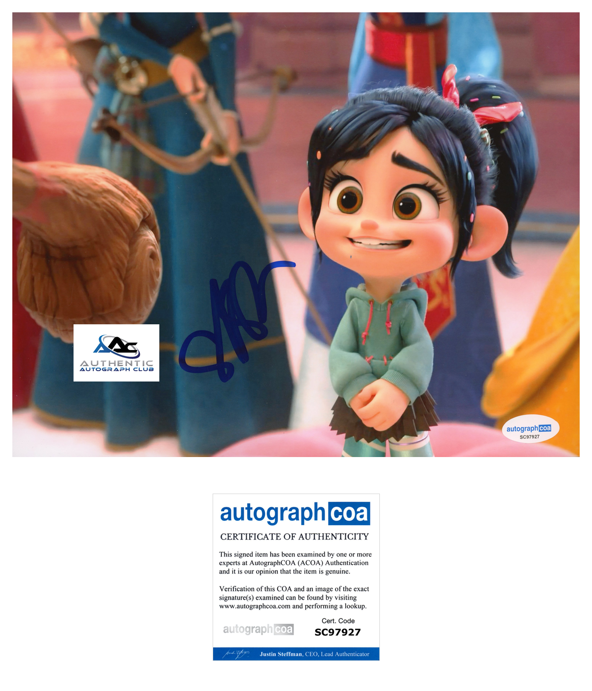 COMEDIAN SARAH SILVERMAN AUTOGRAPH SIGNED 8X10 PHOTO VANELLOPE WRECK IT RALPH