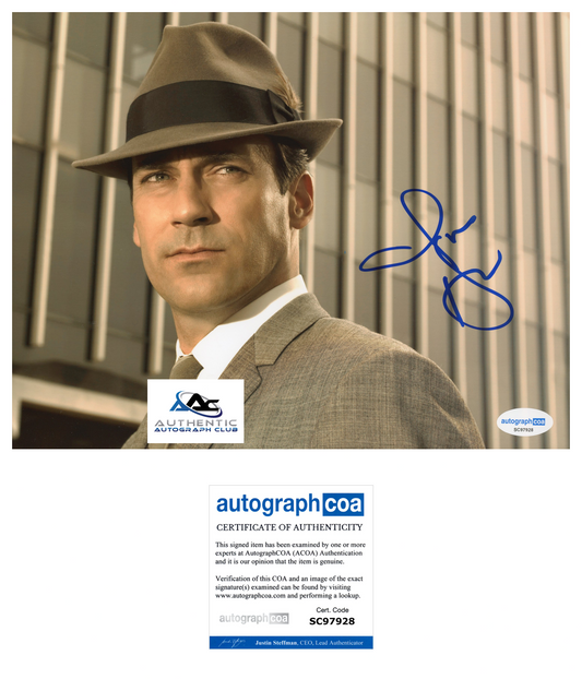 JON HAMM AUTOGRAPH SIGNED 8X10 PHOTO MAD MEN DON DRAPER ACOA