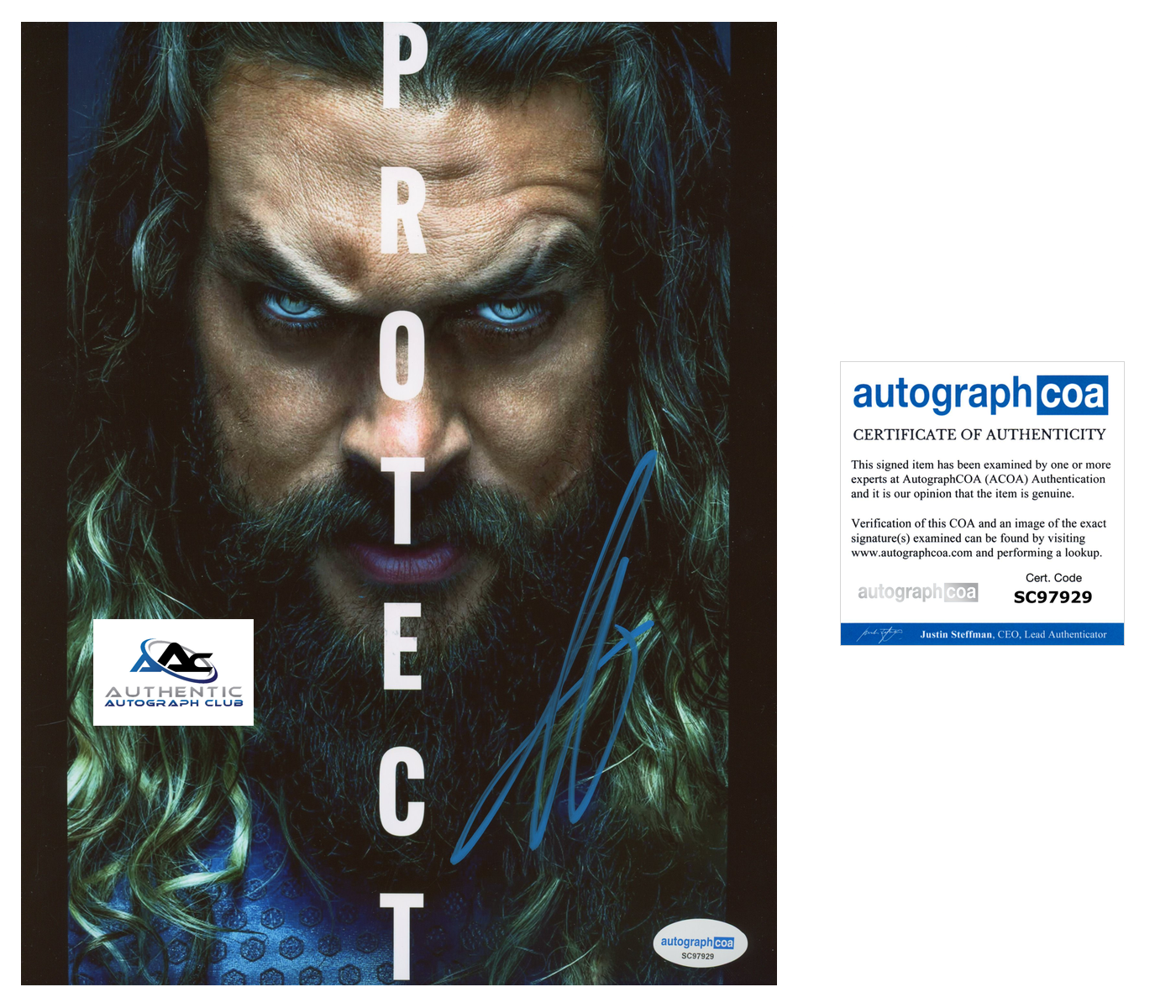 JASON MOMOA AUTOGRAPH SIGNED 8x10 PHOTO AQUAMAN JUSTICE LEAGUE ACOA