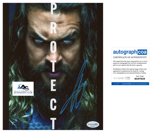 JASON MOMOA AUTOGRAPH SIGNED 8x10 PHOTO AQUAMAN JUSTICE LEAGUE ACOA