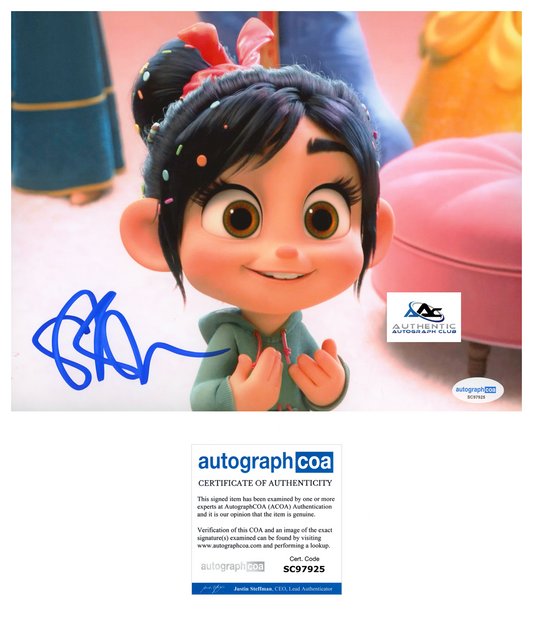 COMEDIAN SARAH SILVERMAN AUTOGRAPH SIGNED 8X10 PHOTO VANELLOPE WRECK IT RALPH