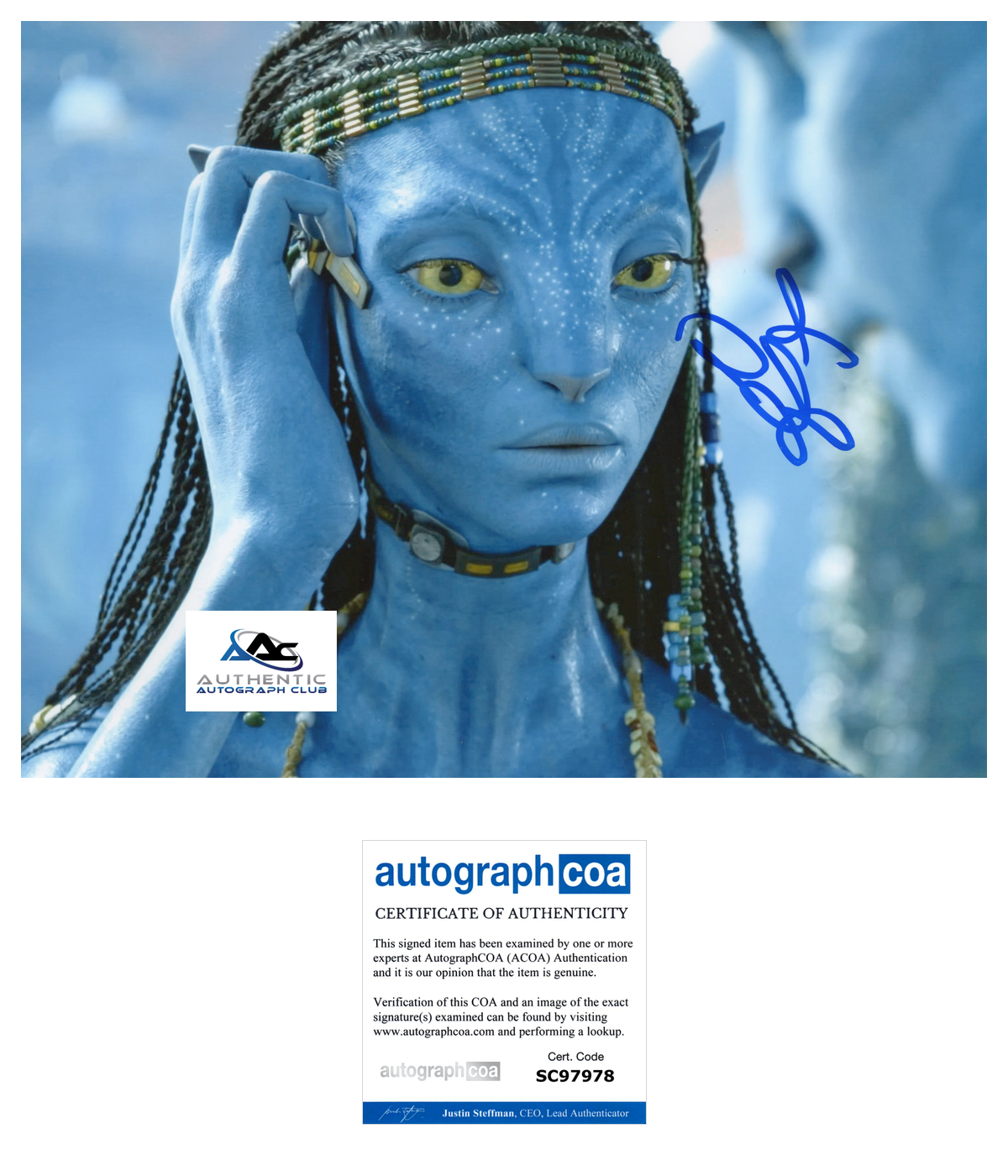 ZOE SALDANA AUTOGRAPH SIGNED 8x10 PHOTO GAMORA GUARDIANS OF THE GALAXY ACOA