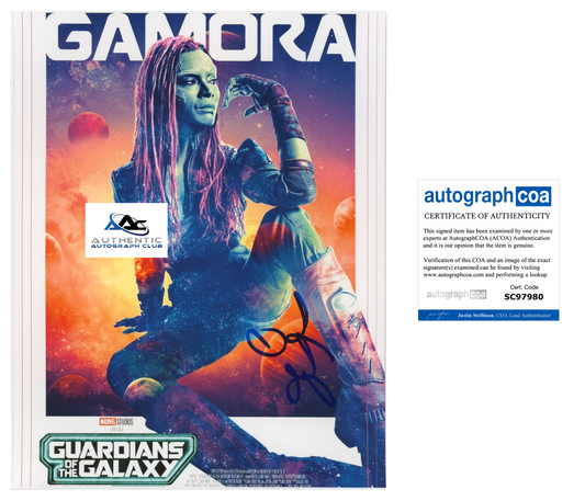 ZOE SALDANA AUTOGRAPH SIGNED 8x10 PHOTO GAMORA GUARDIANS OF THE GALAXY ACOA