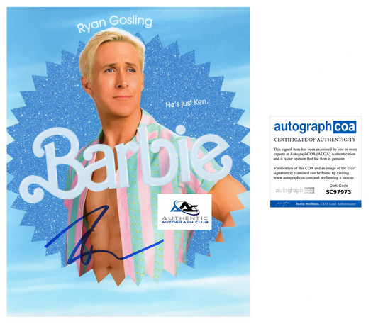 RYAN GOSLING AUTOGRAPH SIGNED 8x10 PHOTO KEN BARBIE MOVIE ACOA