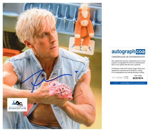 RYAN GOSLING AUTOGRAPH SIGNED 8x10 PHOTO KEN BARBIE MOVIE ACOA