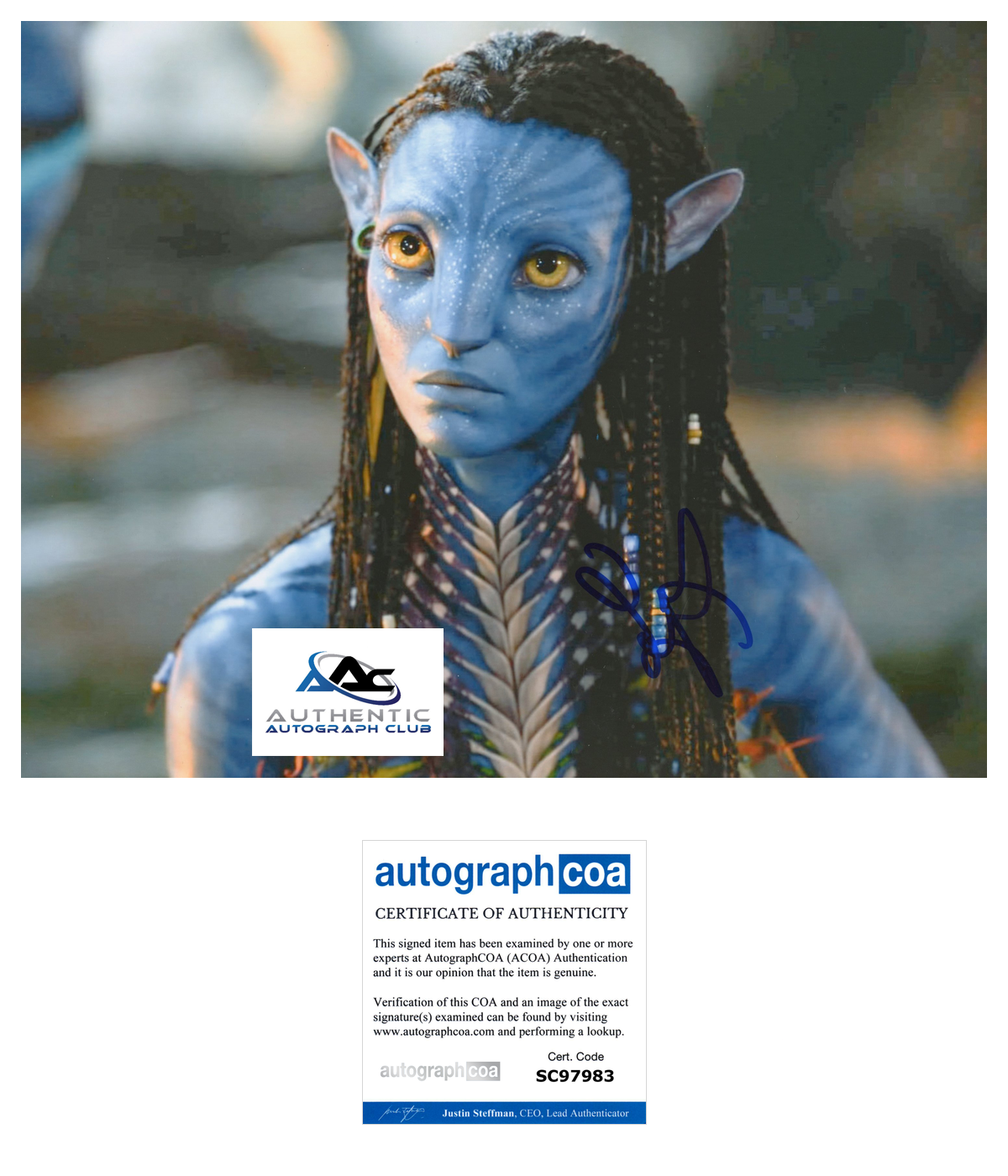 ZOE SALDANA AUTOGRAPH SIGNED 8x10 PHOTO GAMORA GUARDIANS OF THE GALAXY ACOA