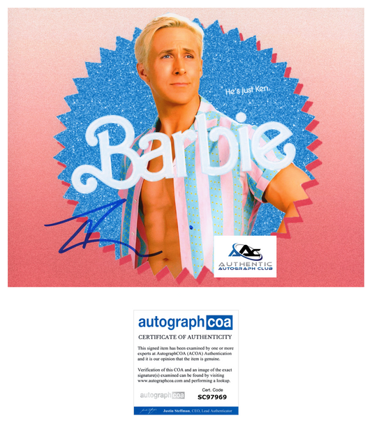 RYAN GOSLING AUTOGRAPH SIGNED 8x10 PHOTO KEN BARBIE MOVIE ACOA