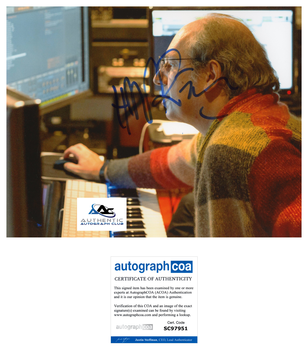 COMPOSER HANS ZIMMER AUTOGRAPH SIGNED 8x10 PHOTO ACOA