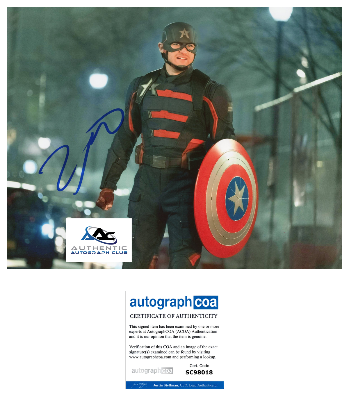 WYATT RUSSELL AUTOGRAPH SIGNED 8x10 PHOTO CAPTAIN AMERICA MARVEL ACOA