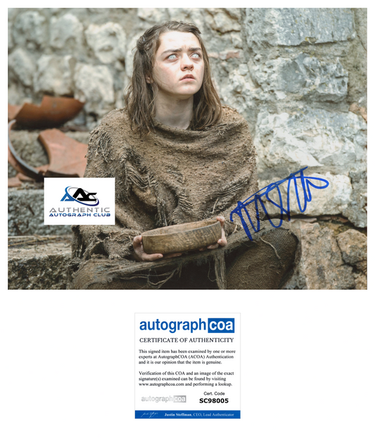 MAISIE WILLIAMS AUTOGRAPH SIGNED 8x10 PHOTO GAME OF THRONE GOT ACOA