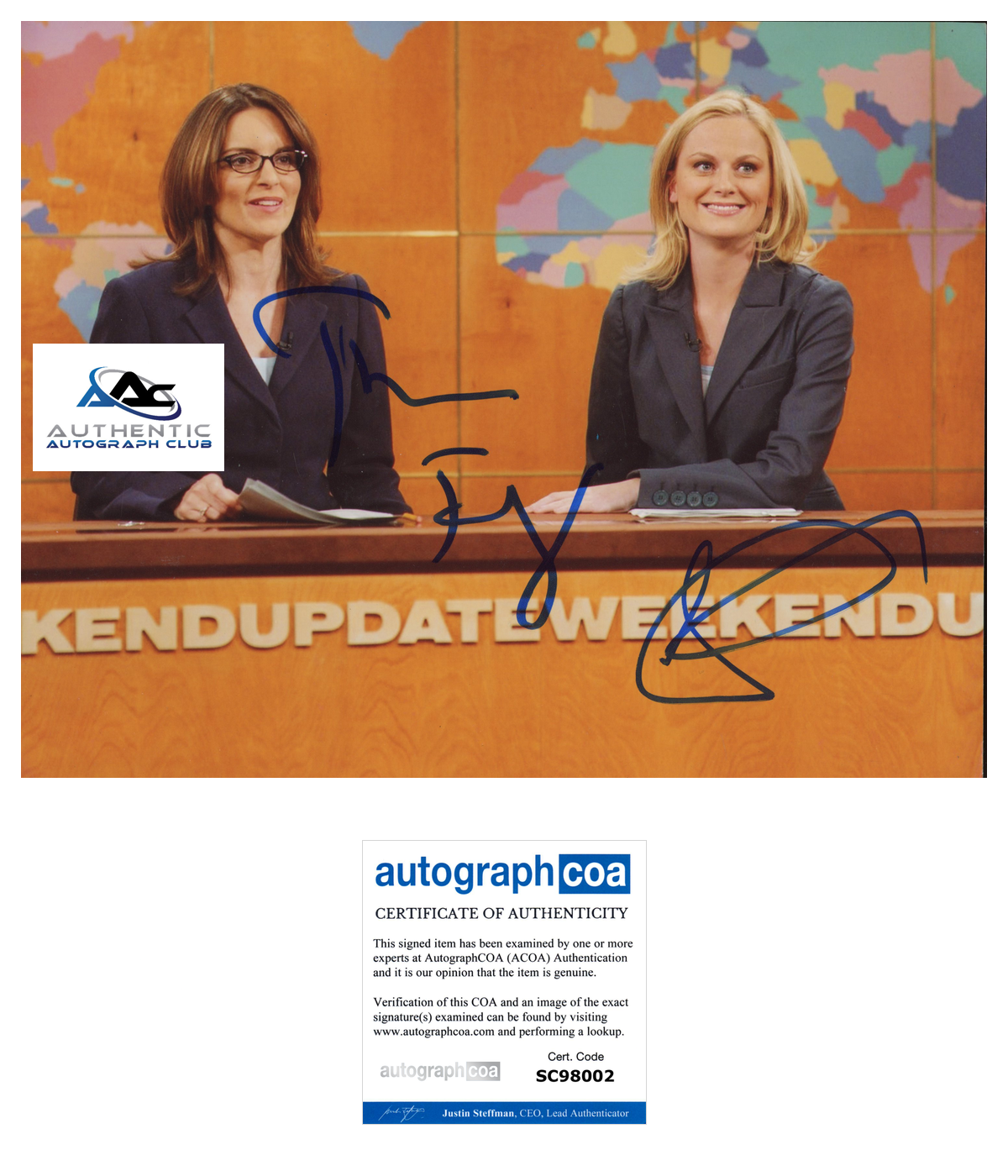 TINA FEY AMY POEHLER AUTOGRAPH SIGNED 8x10 PHOTO SATURDAY NIGHT LIVE SNL ACOA