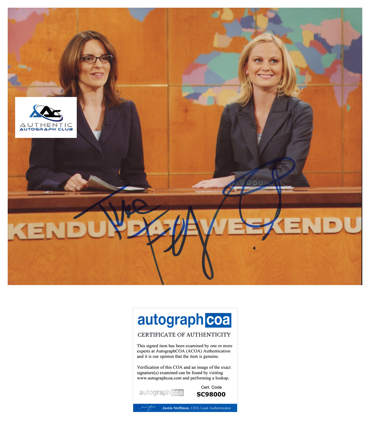 TINA FEY AMY POEHLER AUTOGRAPH SIGNED 8x10 PHOTO SATURDAY NIGHT LIVE SNL ACOA