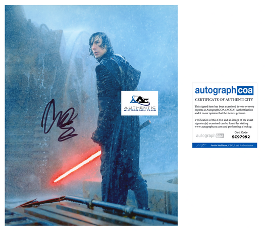 ADAM DRIVER AUTOGRAPH SIGNED 8x10 PHOTO STAR WARS KYLO REN ACOA