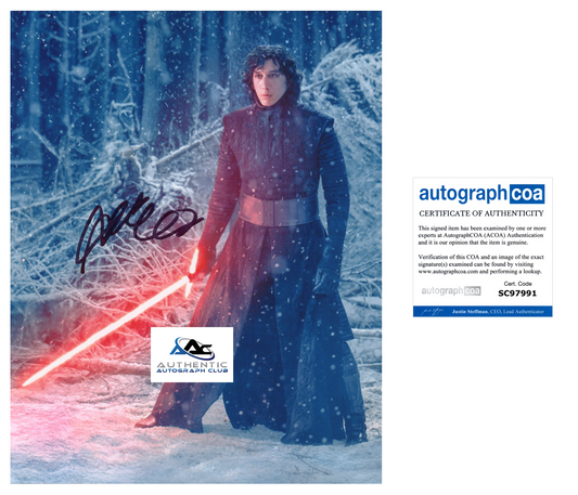 ADAM DRIVER AUTOGRAPH SIGNED 8x10 PHOTO STAR WARS KYLO REN ACOA