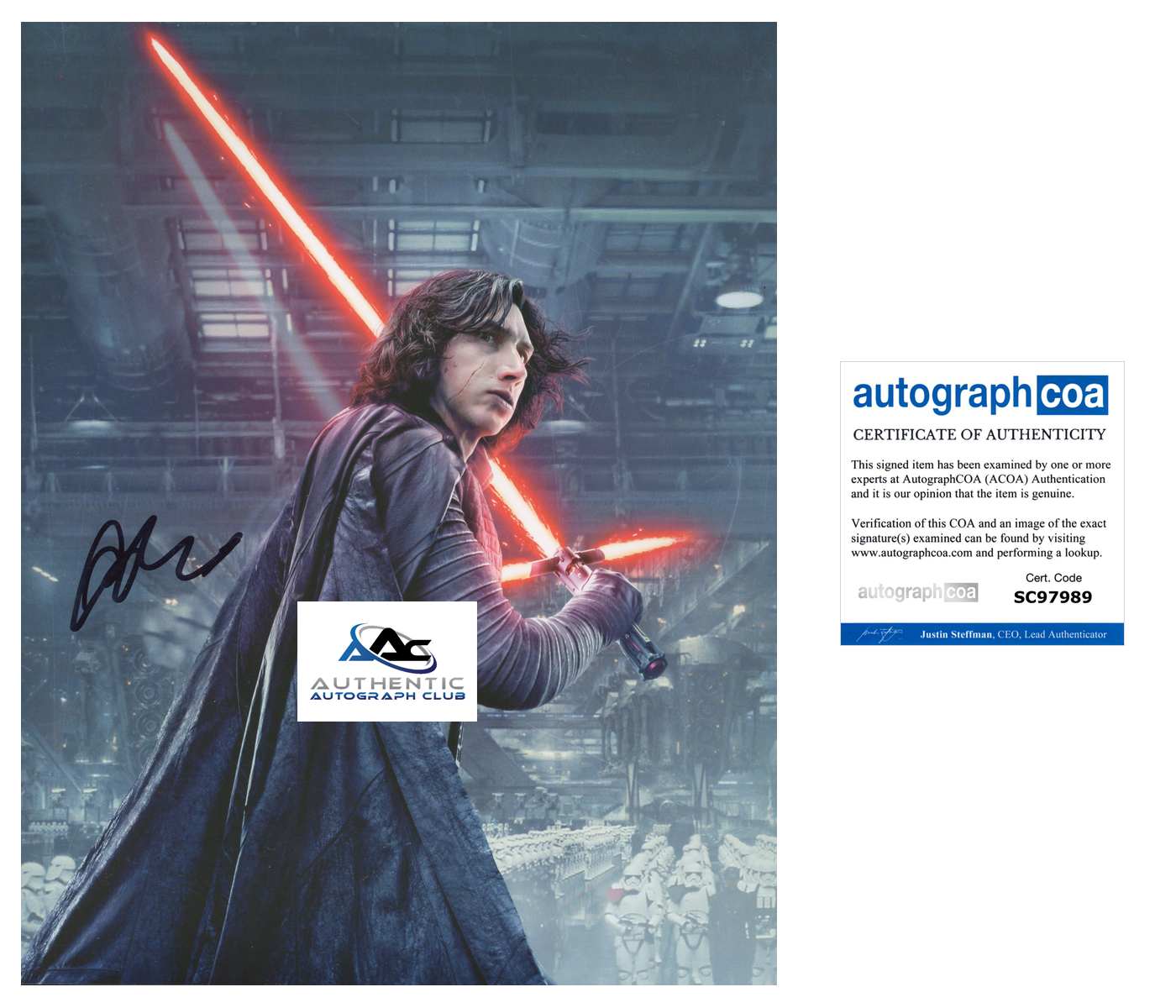 ADAM DRIVER AUTOGRAPH SIGNED 8x10 PHOTO STAR WARS KYLO REN ACOA