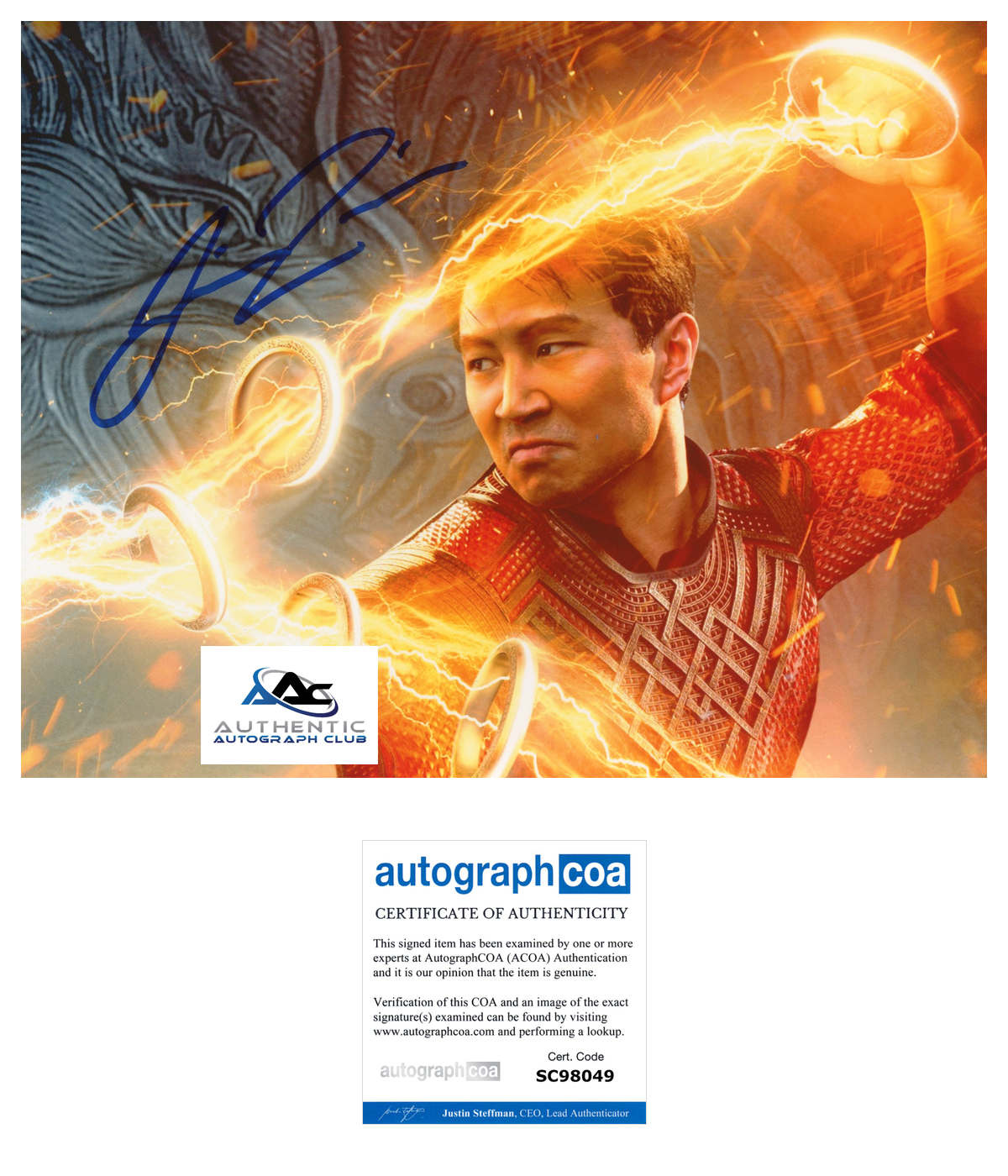 SIMU LIU AUTOGRAPH SIGNED 8x10 PHOTO MARVEL SHANG-CHI ACOA