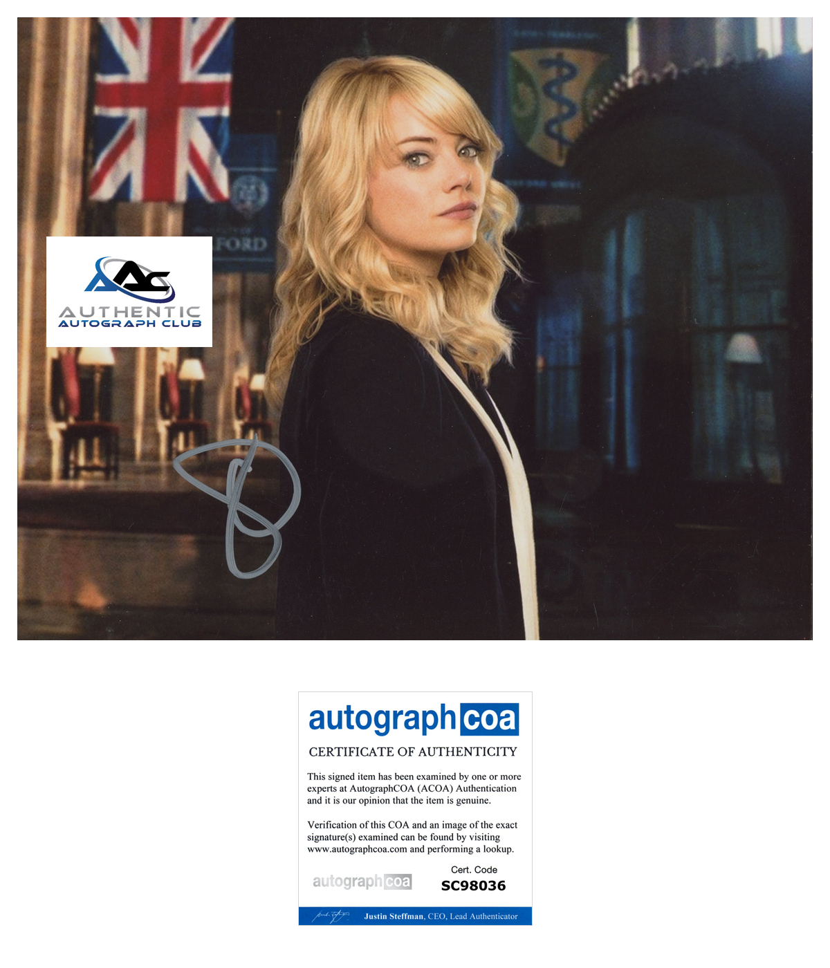 EMMA STONE AUTOGRAPH SIGNED 8X10 PHOTO ACOA