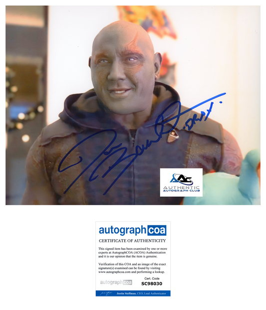 DAVE BAUTISTA AUTOGRAPH SIGNED 8X10 PHOTO GOTG DRAX WWE WRESTLER ACOA