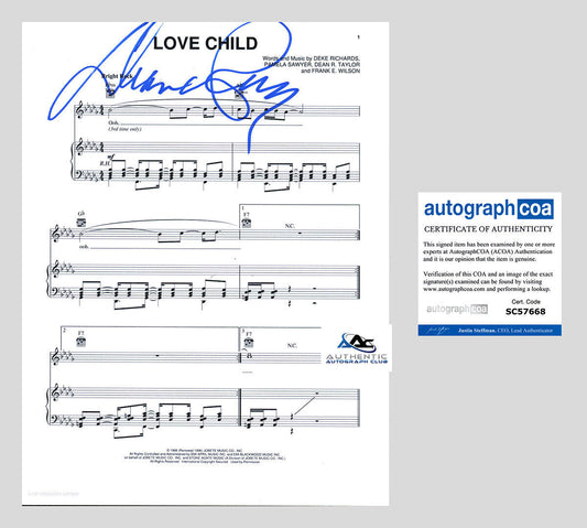 DIANA ROSS AUTOGRAPH SIGNED LOVE CHILD SHEET MUSIC ACOA