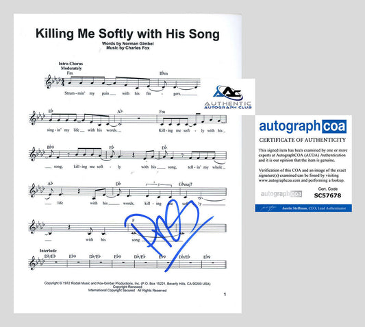 PRAS AUTOGRAPH SIGNED KILLING ME SOFTLY WITH HIS SONG FUGEES SHEET MUSIC ACOA