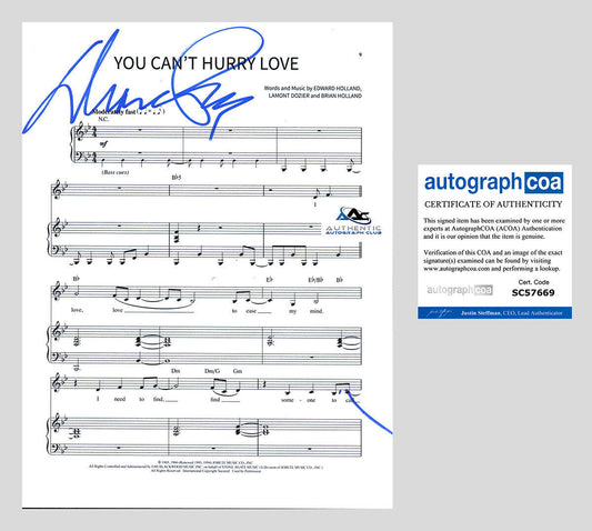 DIANA ROSS AUTOGRAPH SIGNED YOU CAN'T HURRY LOVE SHEET MUSIC ACOA