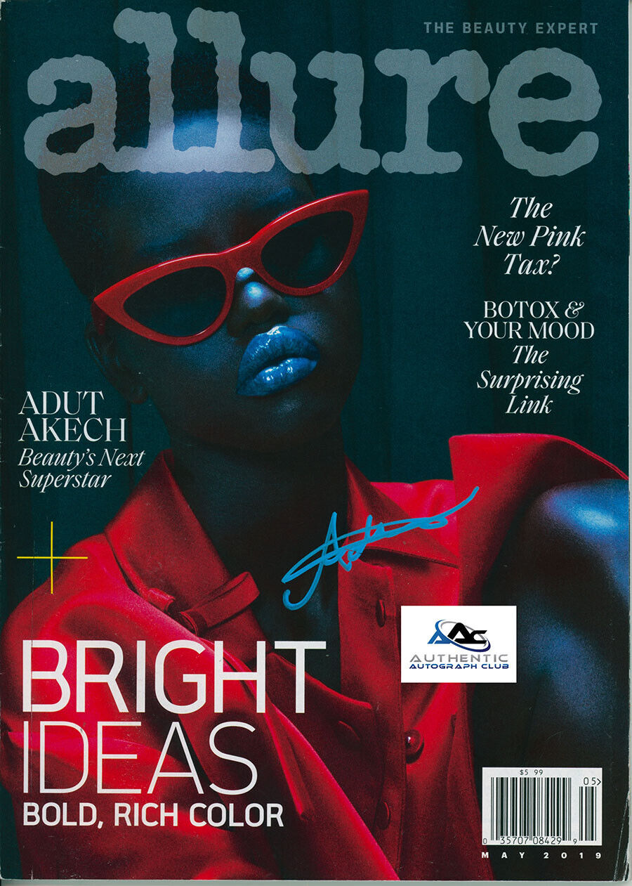 MODEL ADUT AKECH AUTOGRAPH SIGNED ALLURE MAGAZINE ACOA