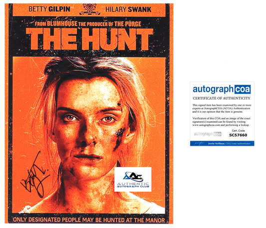 BETTY GILPIN AUTOGRAPH SIGNED 8.5X11 PHOTO THE HUNT ACOA