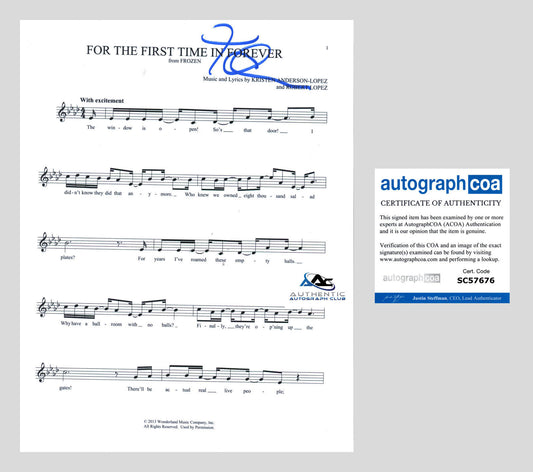 IDINA MENZEL AUTOGRAPH SIGNED FROZEN FOR THE FIRST TIME SHEET MUSIC ACOA