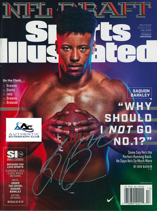 SAQUON BARKLEY AUTOGRAPH SIGNED SPORTS ILLUSTRATED SI MAGAZINE ACOA