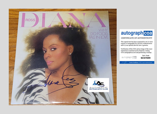 DIANA ROSS AUTOGRAPH SIGNED LP VINYL THE SUPREMES WHY DO FOOLS FALL IN LOVE ACOA