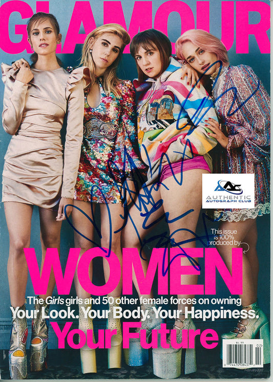 LENA DUNHAM, ALLISON WILLIAMS AUTOGRAPH SIGNED GLAMOUR MAGAZINE GIRLS ACOA