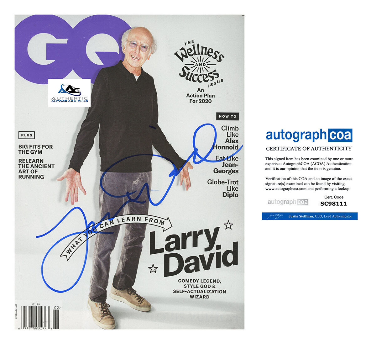 LARRY DAVID AUTOGRAPH SIGNED GQ MAGAZINE SEINFELD ACOA