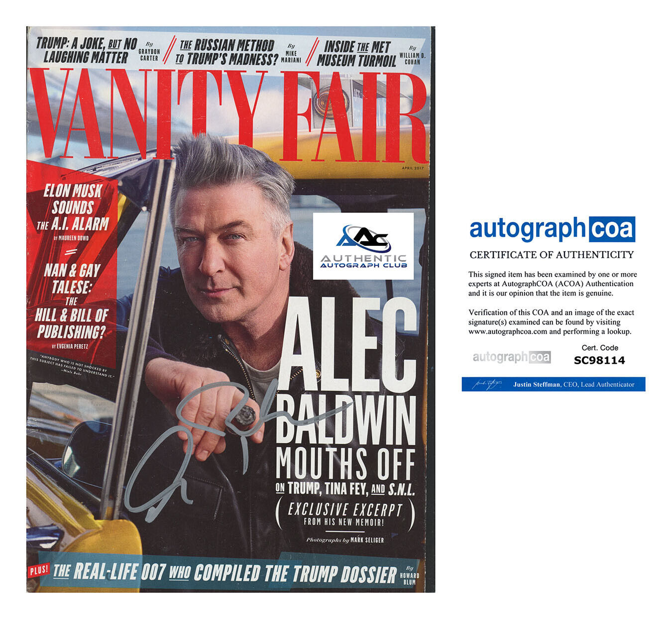 ALEC BALDWIN AUTOGRAPH SIGNED VANITY FAIR MAGAZINE ACOA