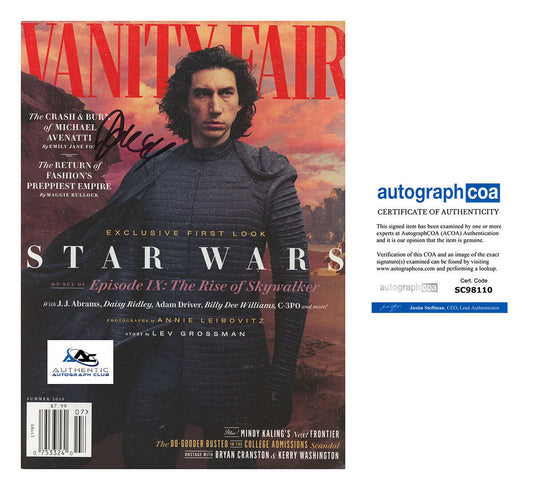 ADAM DRIVER AUTOGRAPH SIGNED VANITY FAIR MAGAZINE STAR WARS KYLO REN ACOA