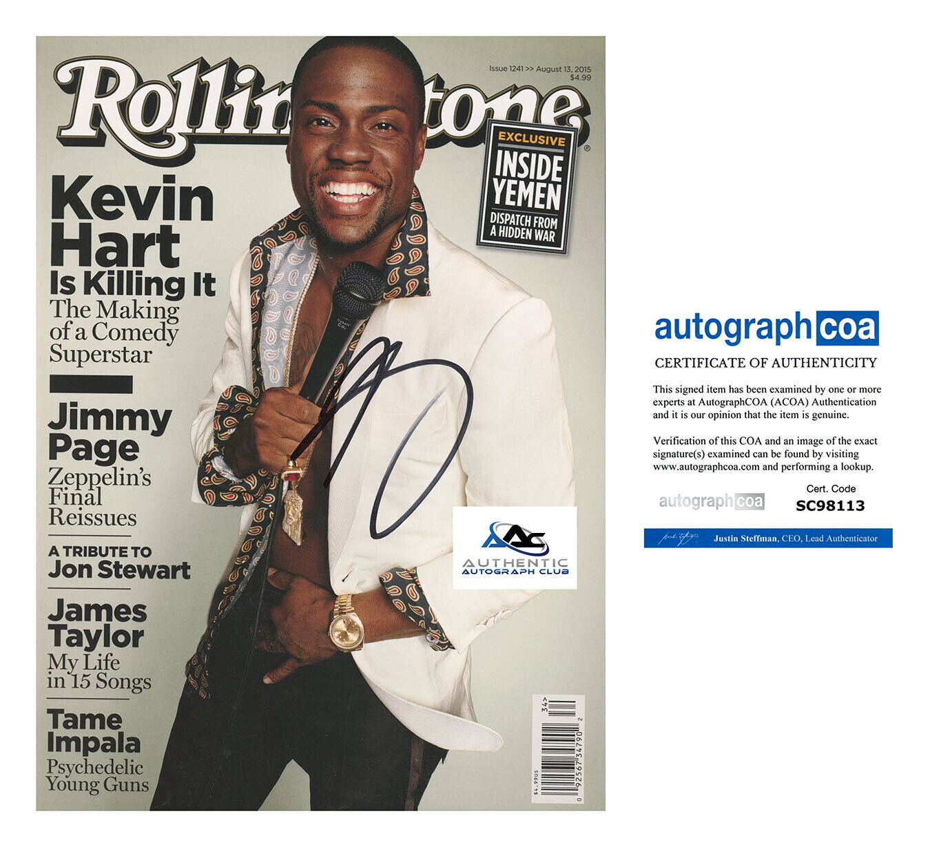 KEVIN HART AUTOGRAPH SIGNED ROLLING STONES MAGAZINE ACOA