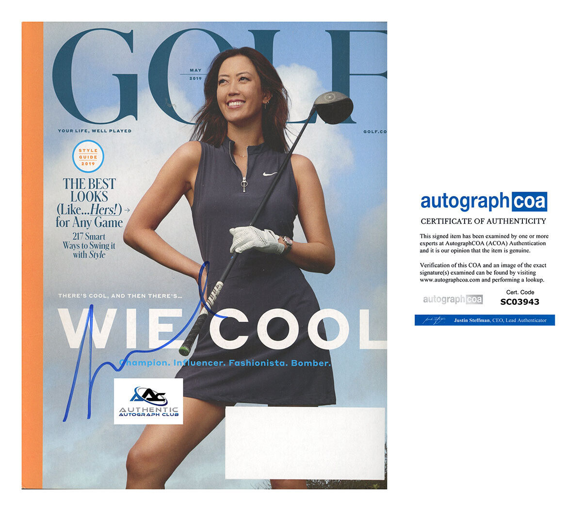 PRO GOLFER MICHELLE WIE AUTOGRAPH SIGNED GOLF MAGAZINE ACOA