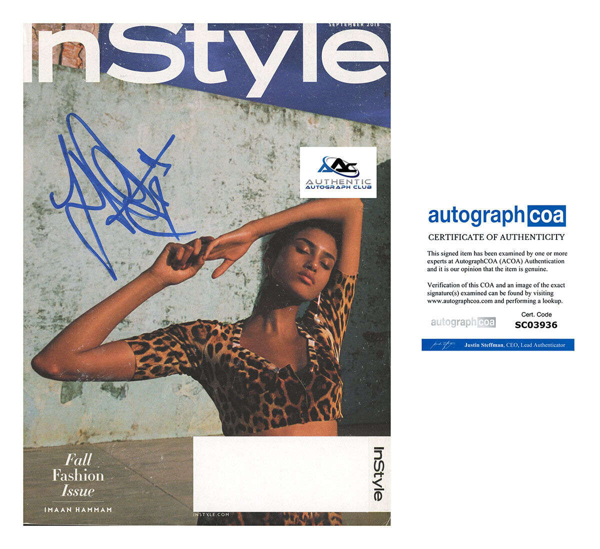 MODEL IMAAN HAMMAM AUTOGRAPH SIGNED INSTYLE MAGAZINE ACOA