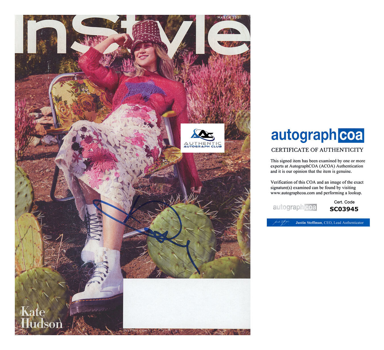 KATE HUDSON AUTOGRAPH SIGNED INSTYLE MAGAZINE ACOA