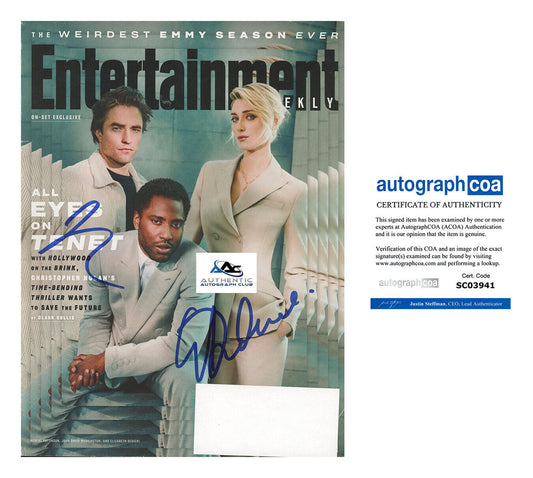 ROBERT PATTINSON AND ELIZABETH DEBICKI AUTOGRAPH SIGNED EW MAGAZINE ACOA