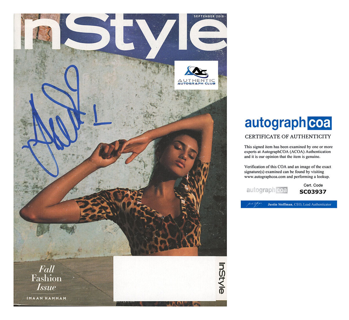 MODEL IMAAN HAMMAM AUTOGRAPH SIGNED INSTYLE MAGAZINE ACOA